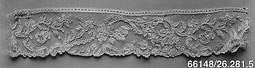Strip, Machine made lace, point d’Alençon, possibly French 