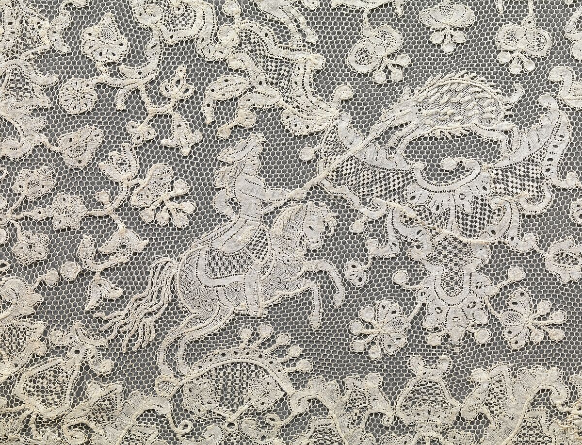 Cravat end or rabat, Linen, bobbin lace (point d'Angleterre), Flemish, Brussels
