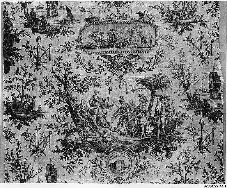 "Louis XVI, Libérator", Oberkampf Manufactory (French, active 1760–1843), Linen, copperplate printed, French, Jouy-en-Josas