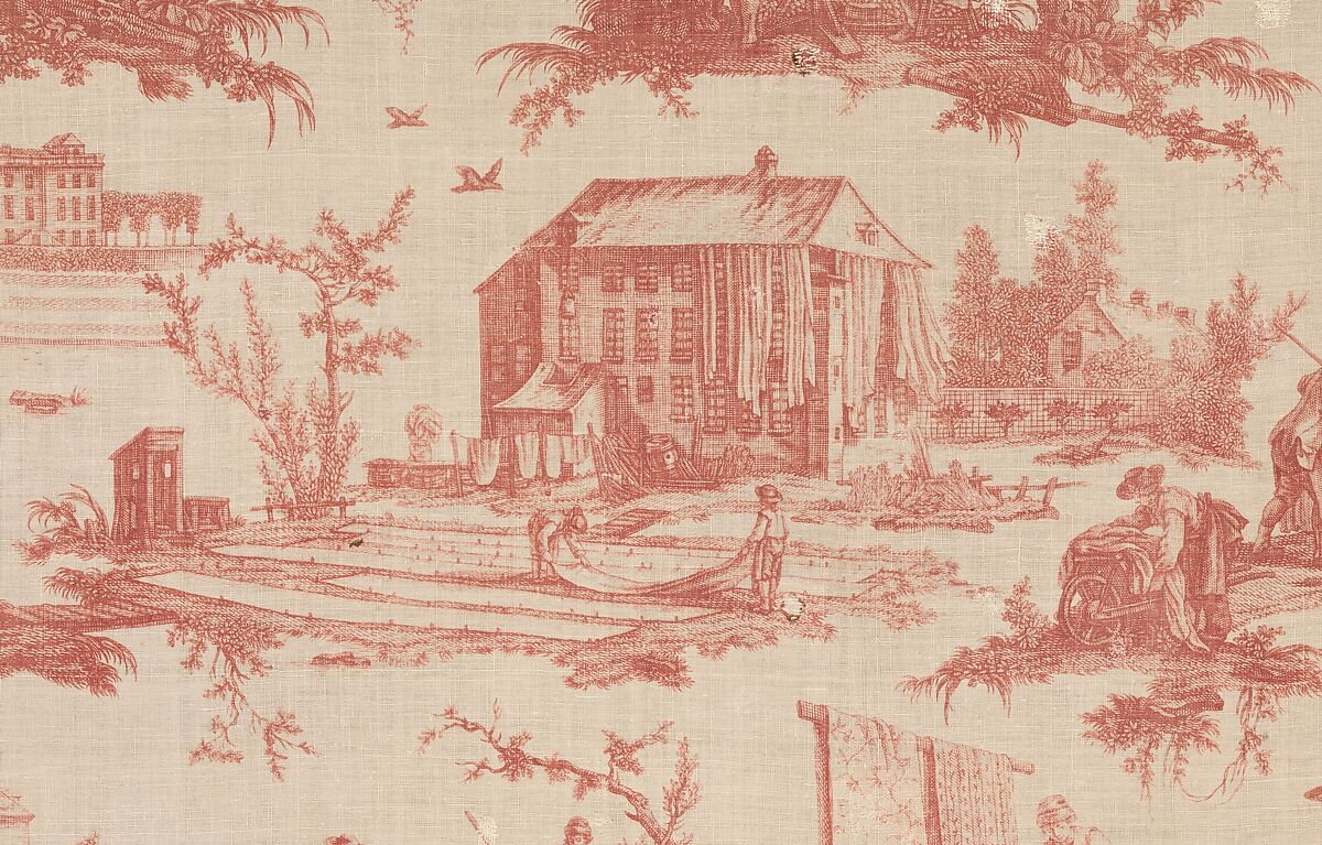 Les travaux de la manufacture, Designed by Jean-Baptiste Huet I (French, Paris 1745–1811 Paris), Linen, French, Jouy-en-Josas