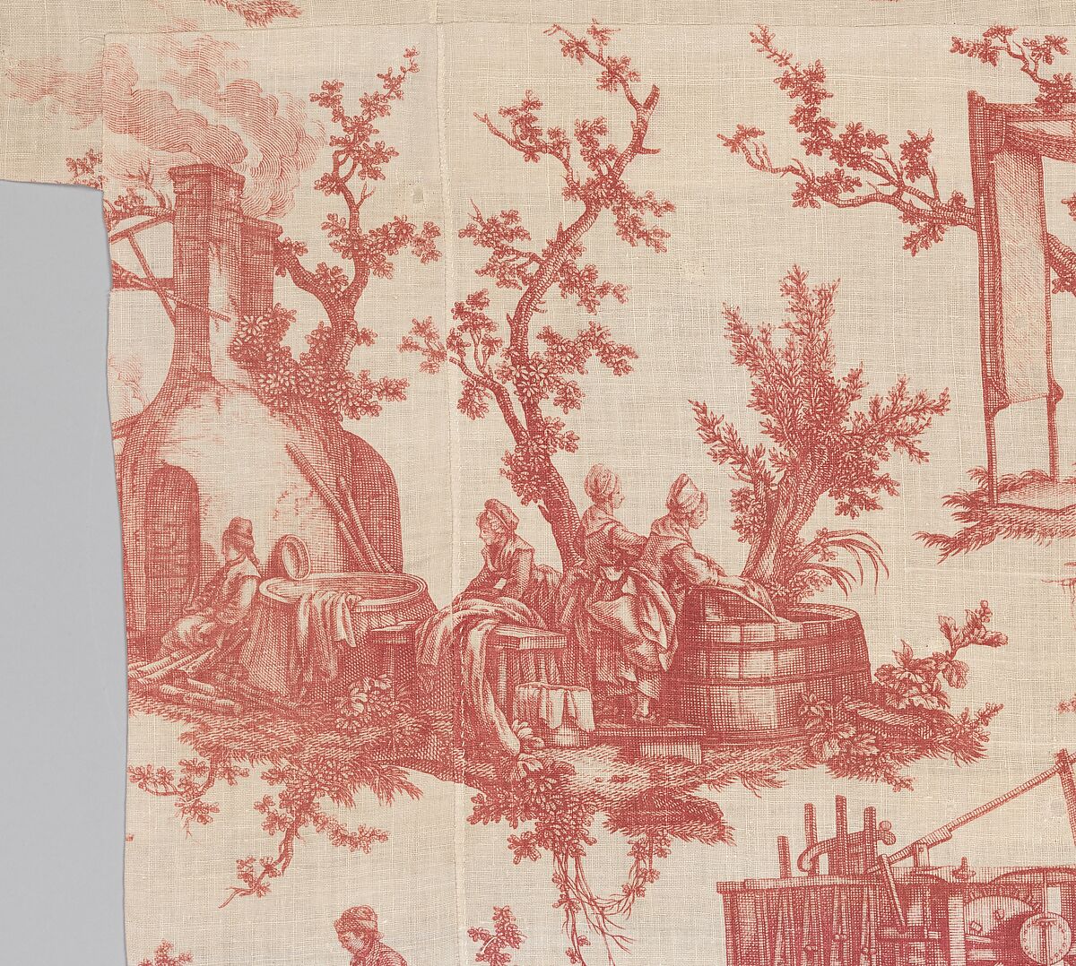 Les travaux de la manufacture, Designed by Jean-Baptiste Huet I (French, Paris 1745–1811 Paris), Linen, French, Jouy-en-Josas