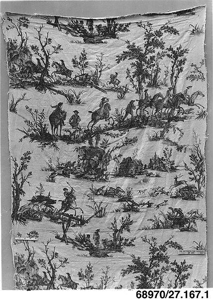 "Hunting Scenes", Oberkampf Manufactory (French, active 1760–1843), Linen, French, Jouy-en-Josas 