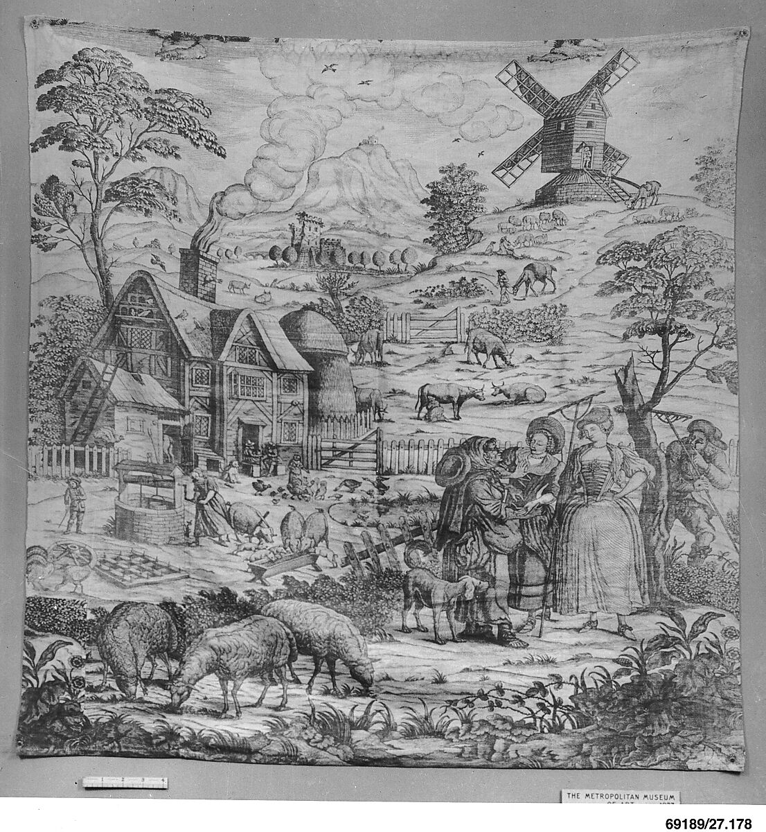 The Fortune Teller, Possibly printed by John Collins ((active Ireland, 1757 - 1759; England, 1761 - after 1766), Copperplate print on cotton plain weave, British, Phippsbridge, near Merton, Surrey