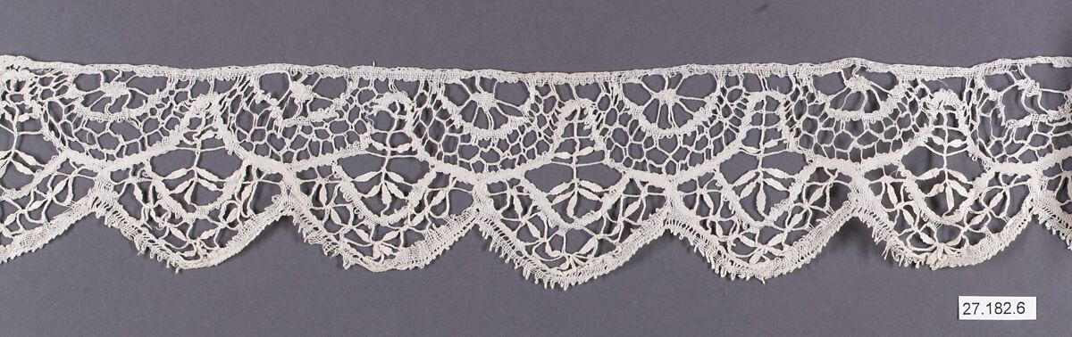 Edging, Linen, bobbin lace, French, Cluny 