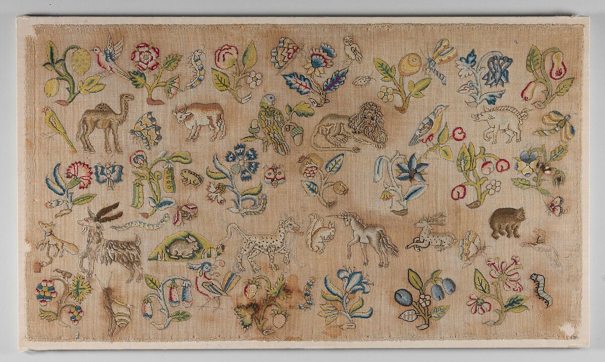 Panel, Silk on linen, British