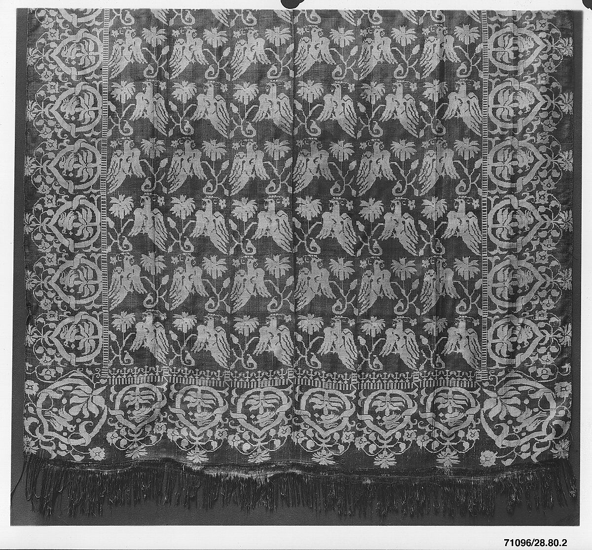 Coverlet or hanging, Silk and metal thread, Italian, Sicily 