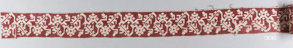 Fragment, Silk on cotton, Italian, Sicily 