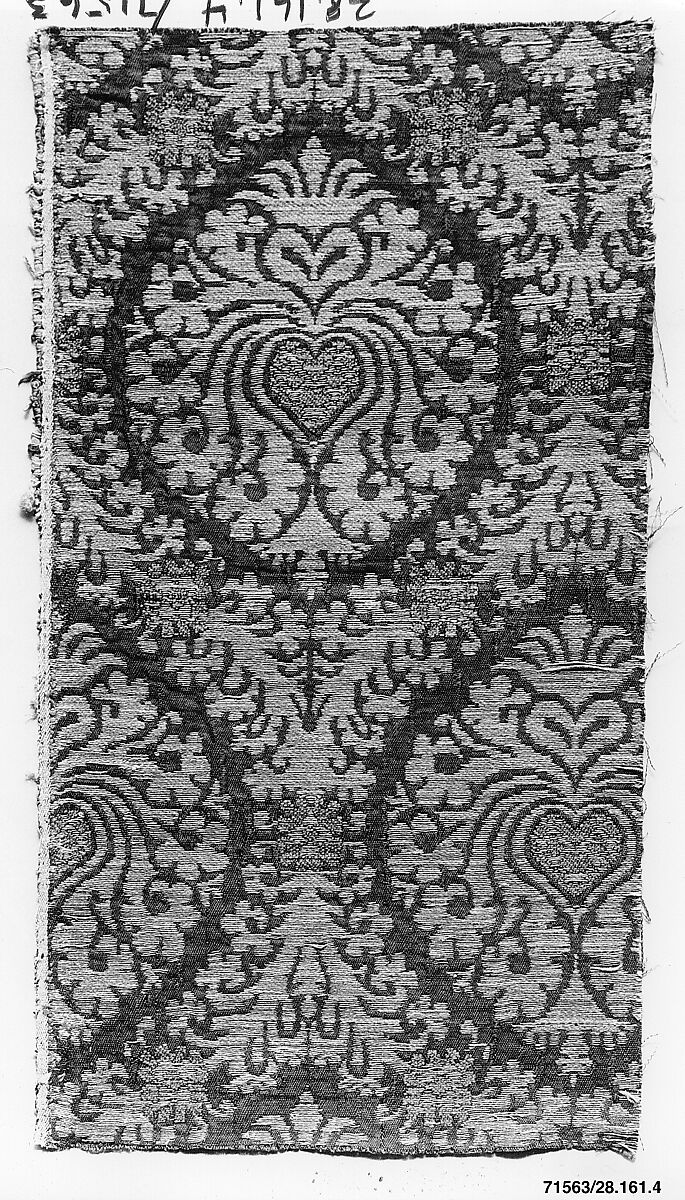 Piece, Silk, metal thread and linen, Italian, probably Venice 