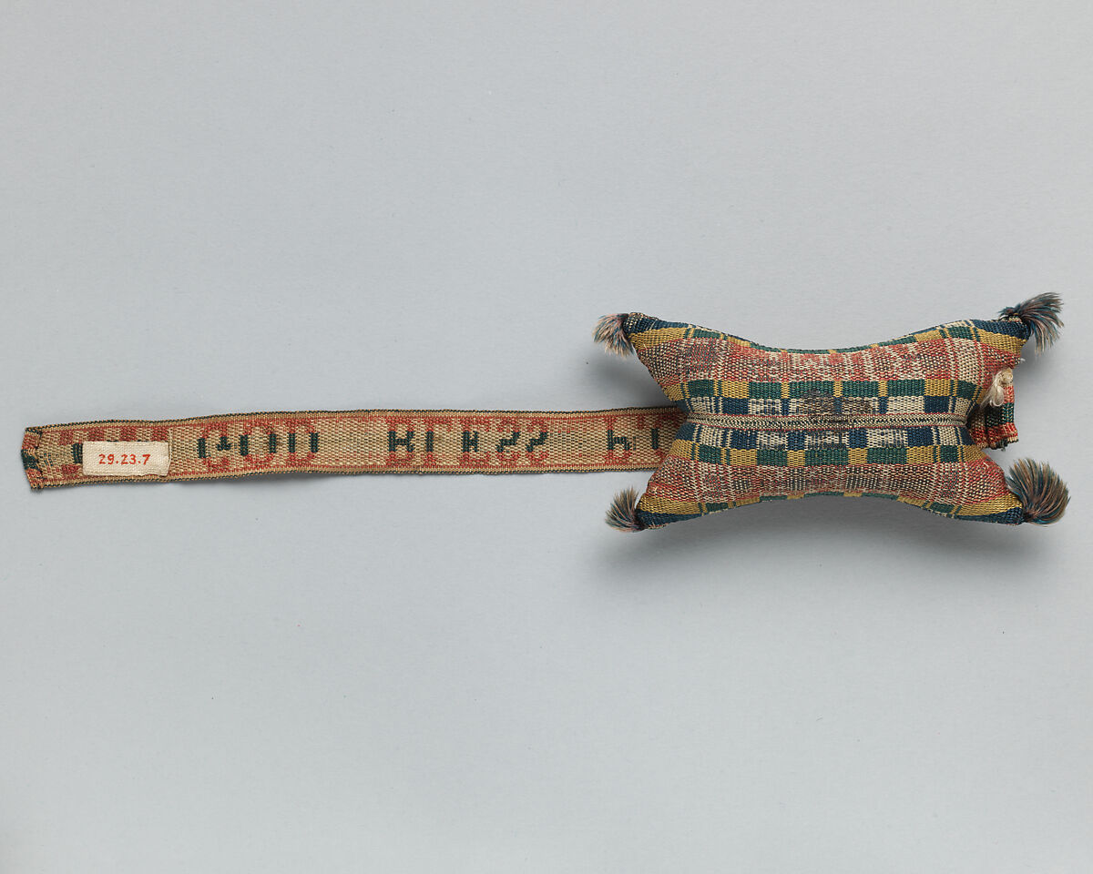 Pincushion and ribbon, Silk, British, probably Manchester