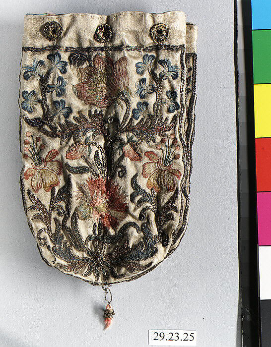 Purse, Silk and metal thread, British or French