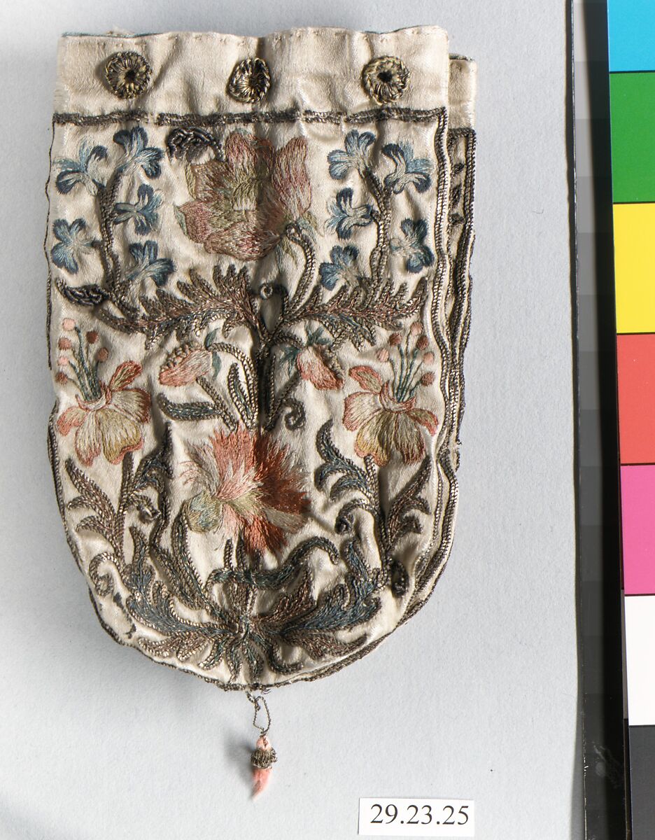 Purse, Silk and metal thread, British or French