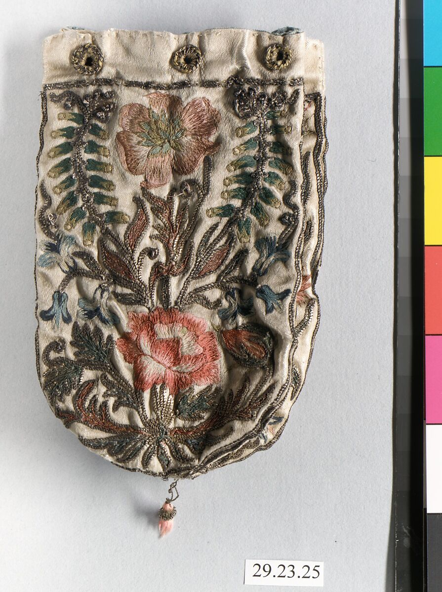 Purse, Silk and metal thread, British or French
