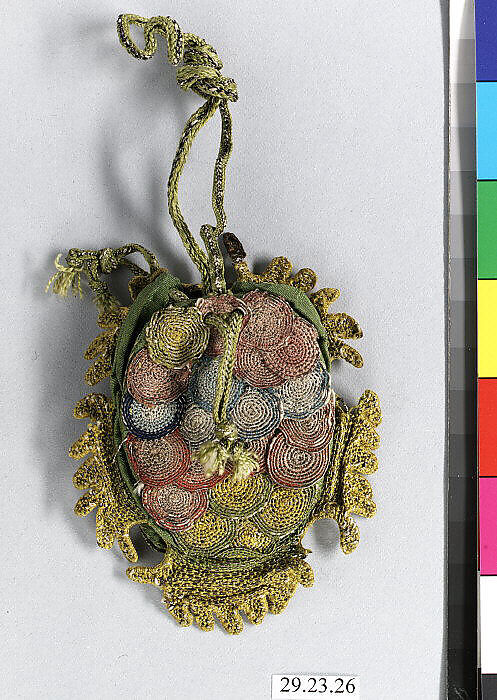 Perfume case, Silk and metal thread, British