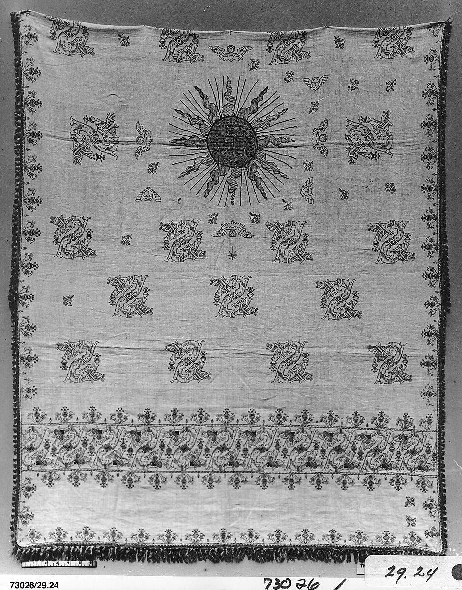 Altar cloth, Silk and metal thread on linen, Italian 