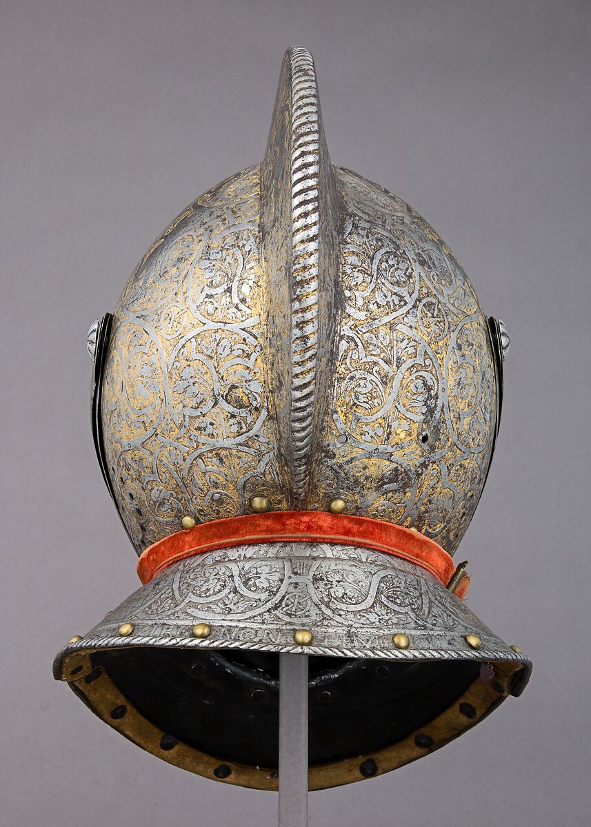 Close Helmet of Claude Gouffier (1501–1570), Steel, gold, brass, French