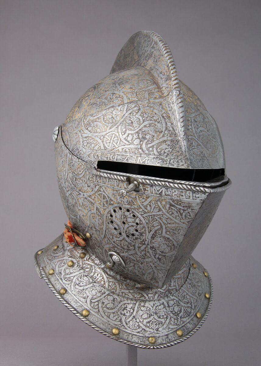 Close Helmet of Claude Gouffier (1501–1570), Steel, gold, brass, French