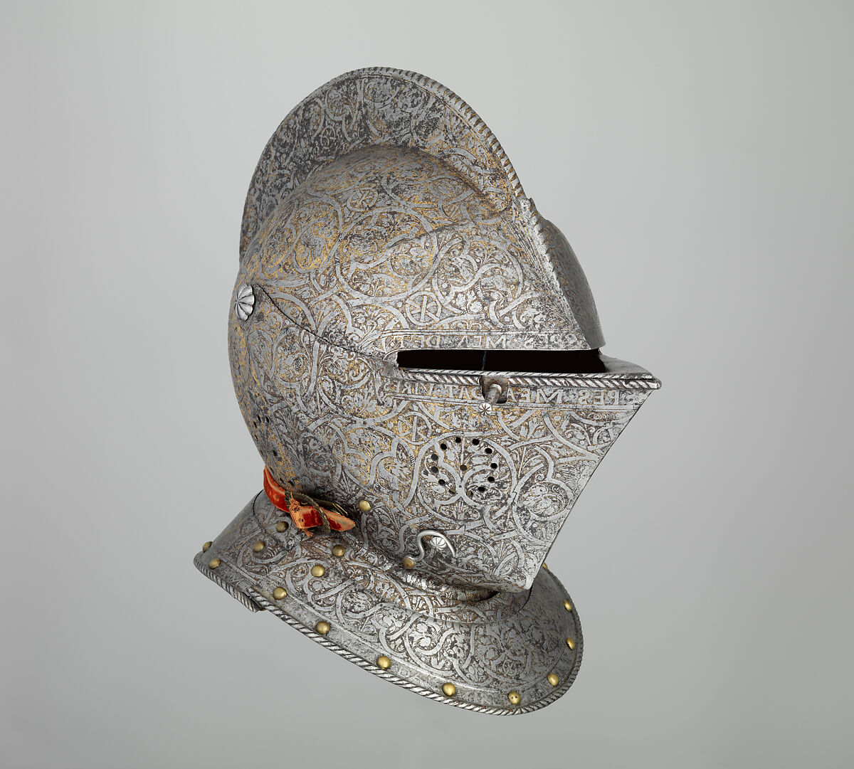 Close Helmet of Claude Gouffier (1501–1570), Steel, gold, brass, French 