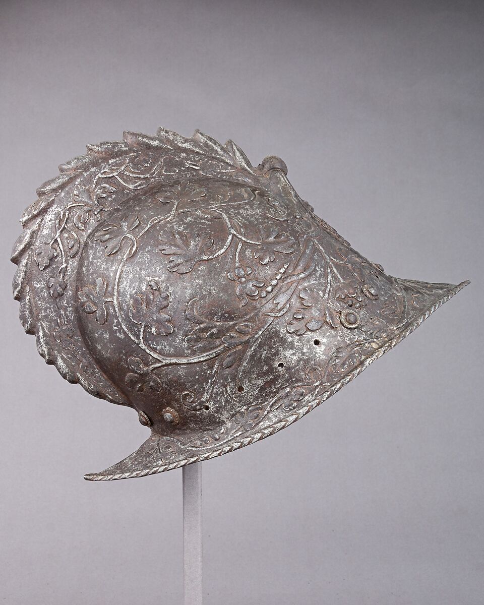 Burgonet, Steel, gold, Italian, Milan