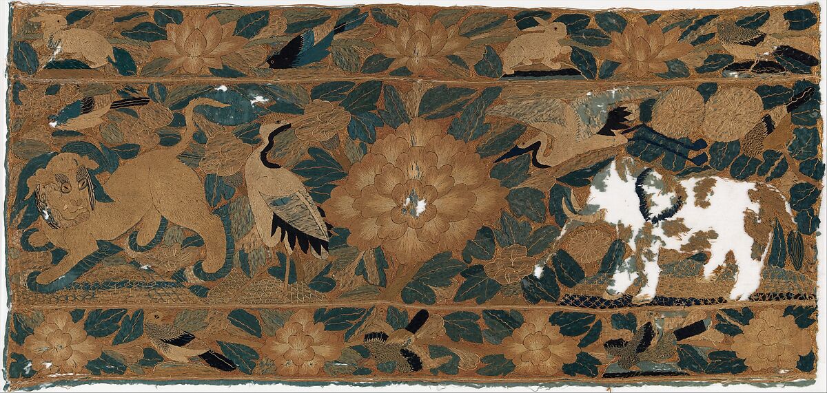 Horizontal panel, Silk and metal thread, Chinese, for Portuguese market