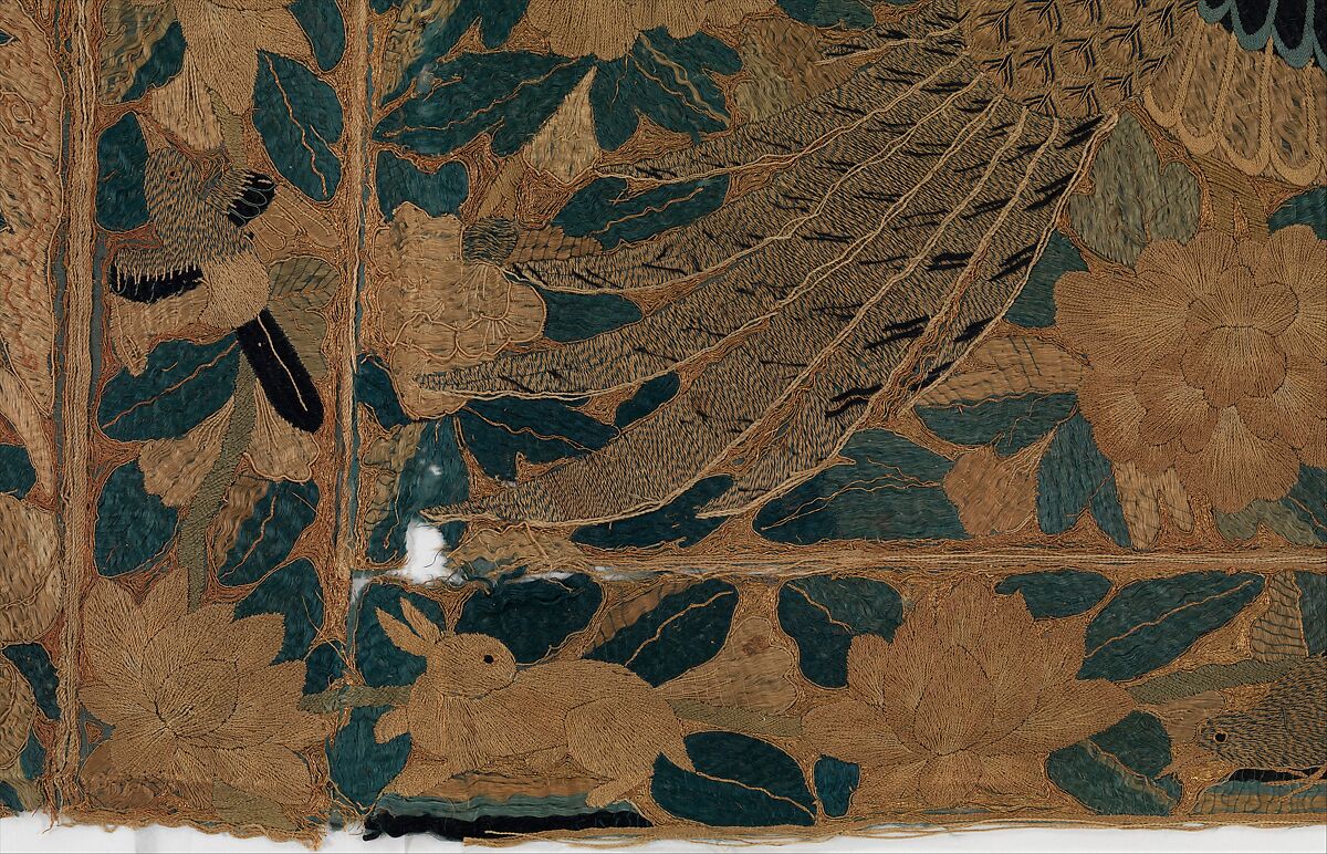 Horizontal panel, Silk and metal thread, Chinese, for Portuguese market