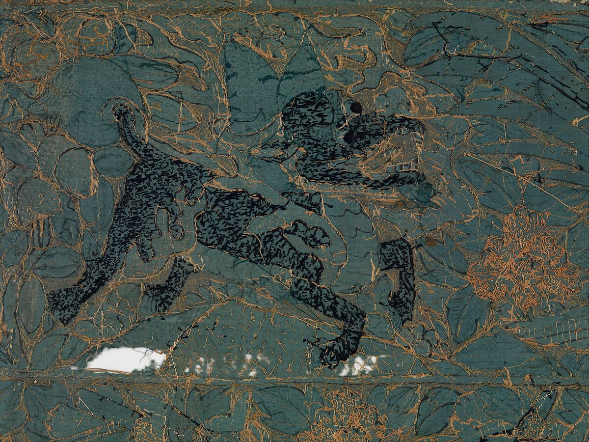 Horizontal panel, Silk and metal thread, Chinese, for Portuguese market