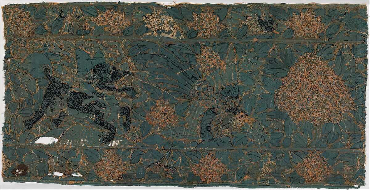 Horizontal panel, Silk and metal thread, Chinese, for Portuguese market