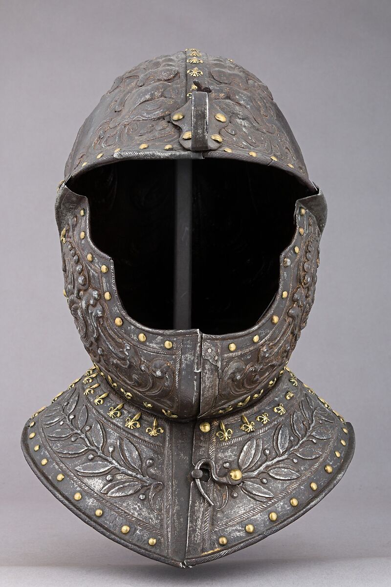Burgonet, Steel, gold, copper alloy, French