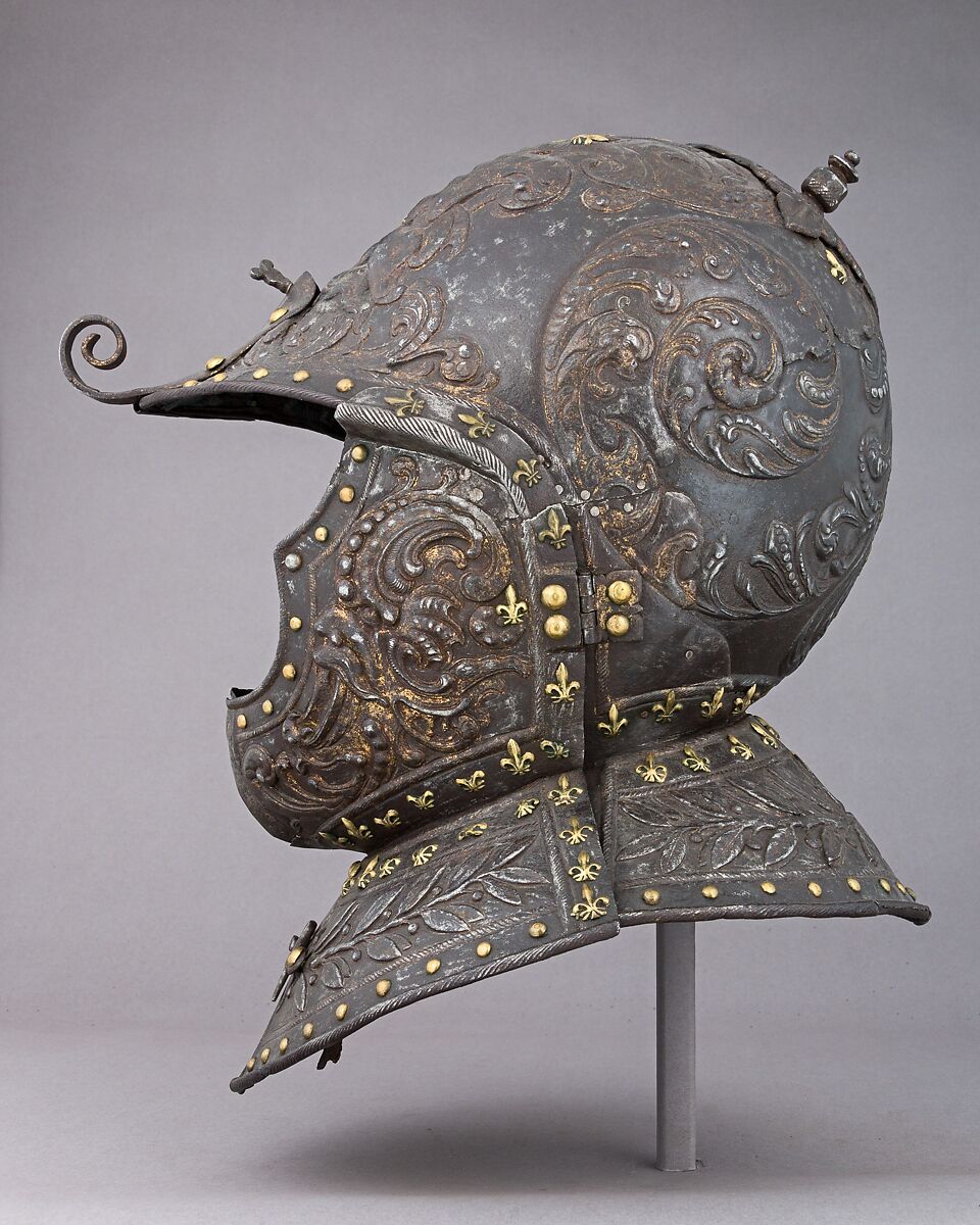 Burgonet, Steel, gold, copper alloy, French