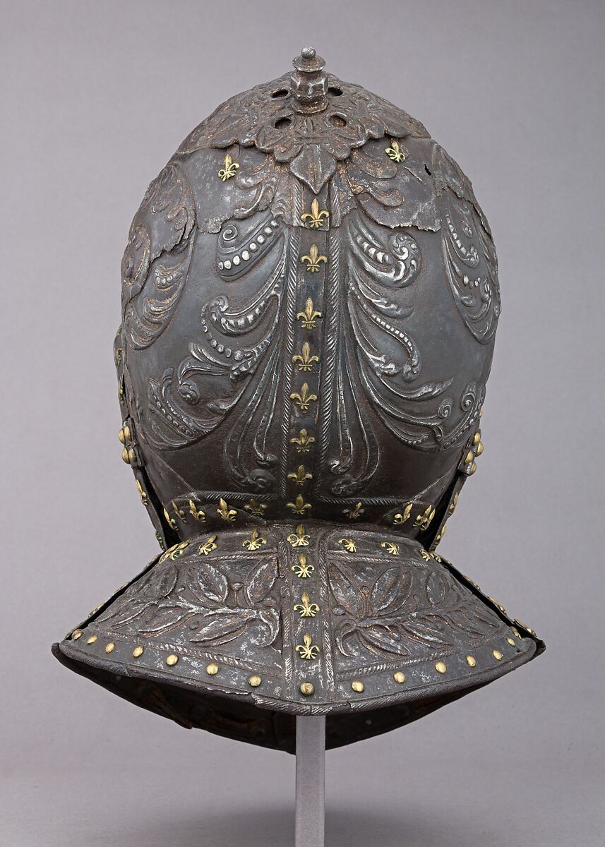 Burgonet, Steel, gold, copper alloy, French