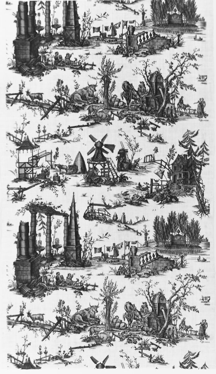 "Tomb of Rousseau", Manufactured by Petitpierre et Cie (French, 1790–1802)  , for DuPasquier, Cotton, French, Nantes