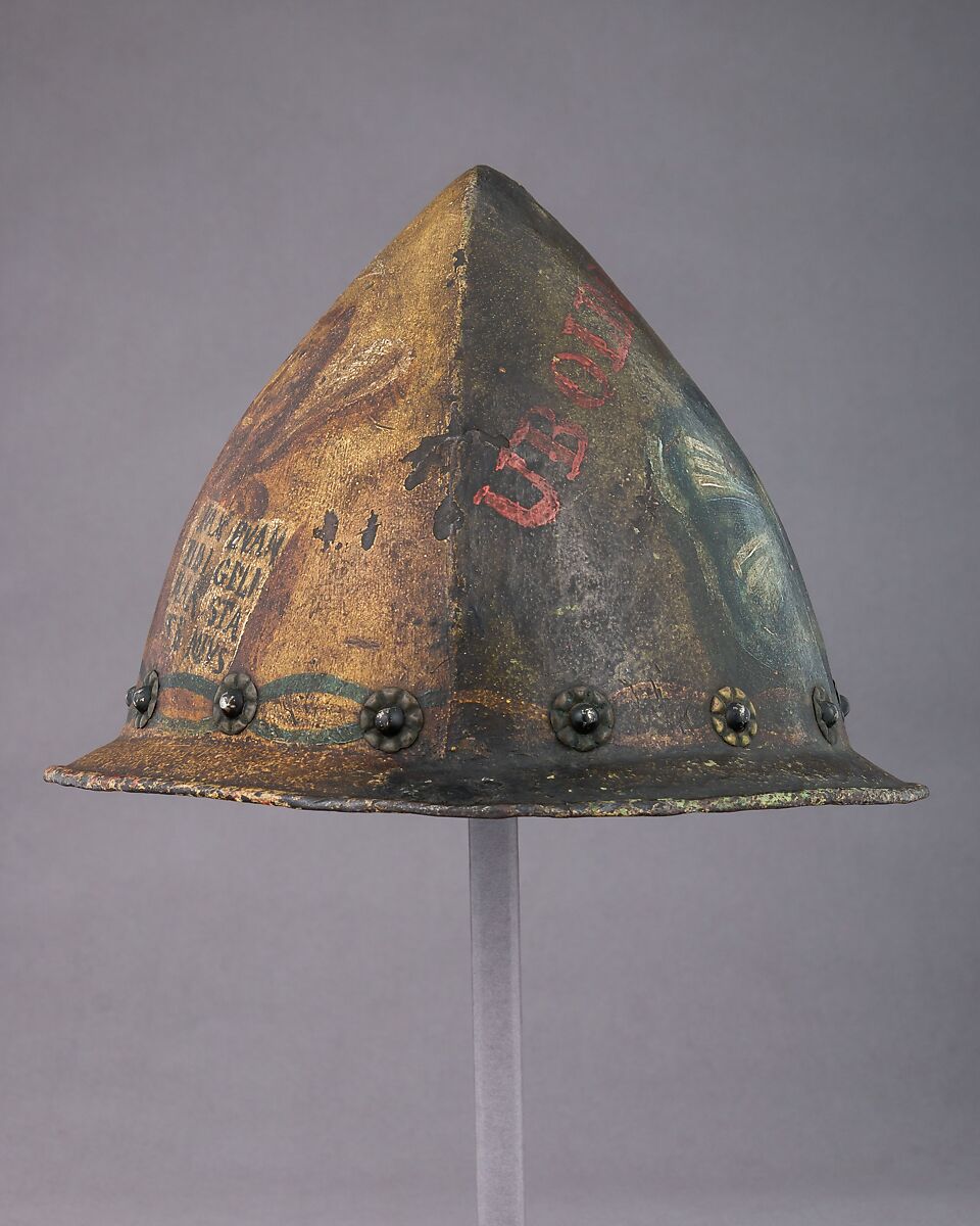 Cabasset, Steel, polychromy, brass, Italian