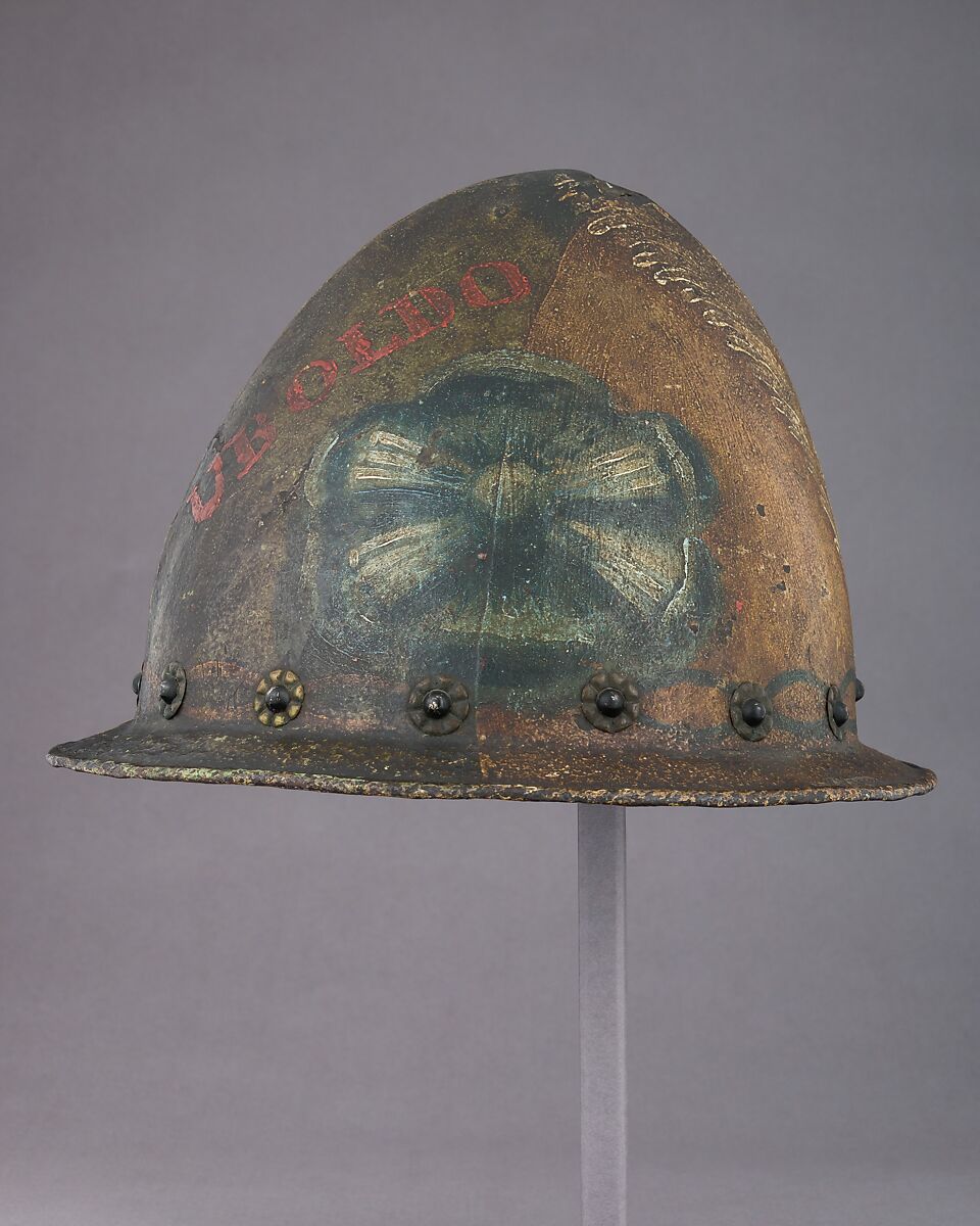 Cabasset, Steel, polychromy, brass, Italian