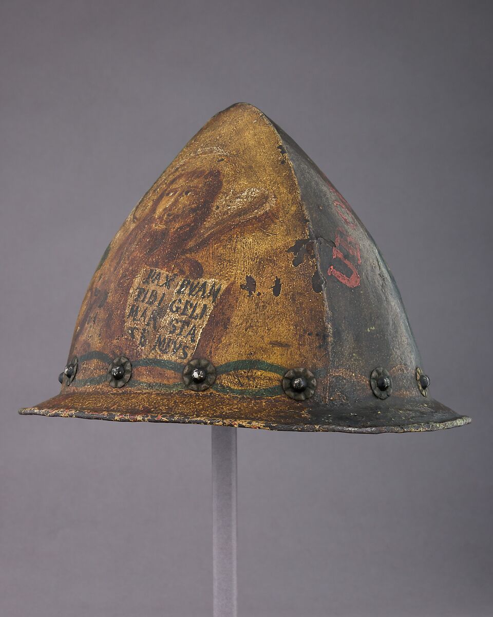 Cabasset, Steel, polychromy, brass, Italian