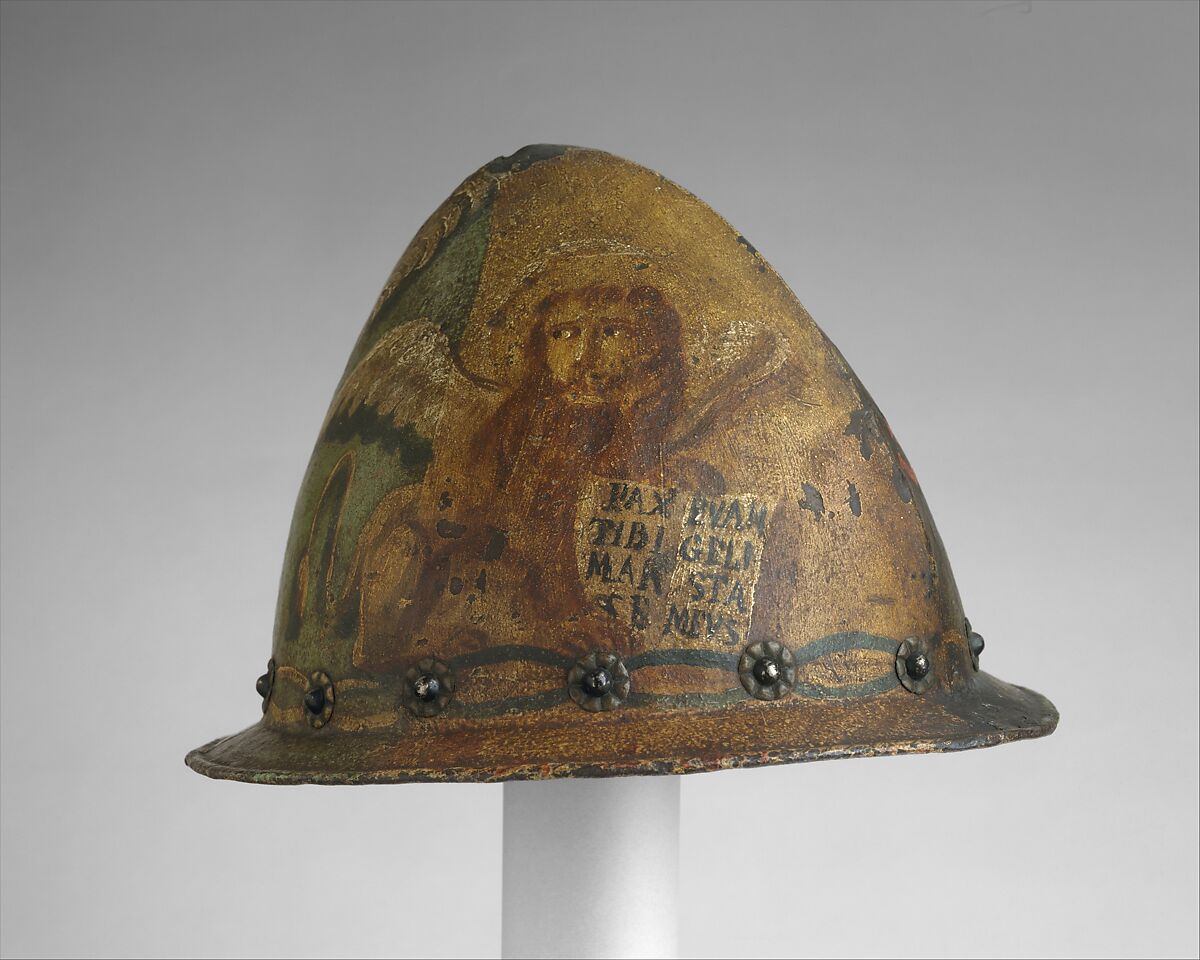 Cabasset, Steel, polychromy, brass, Italian