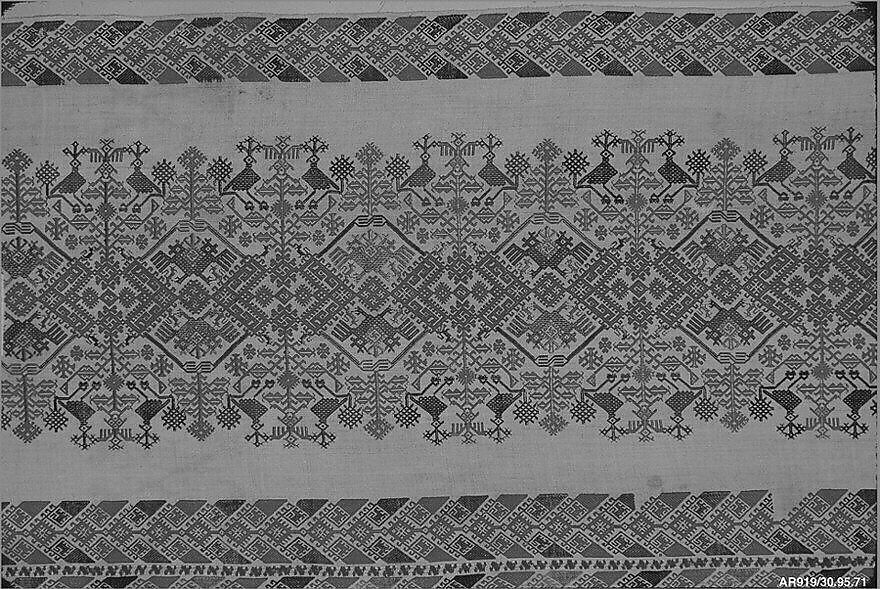 Bed curtain, Linen, Greek Islands, Cyclades, probably Pholegandros