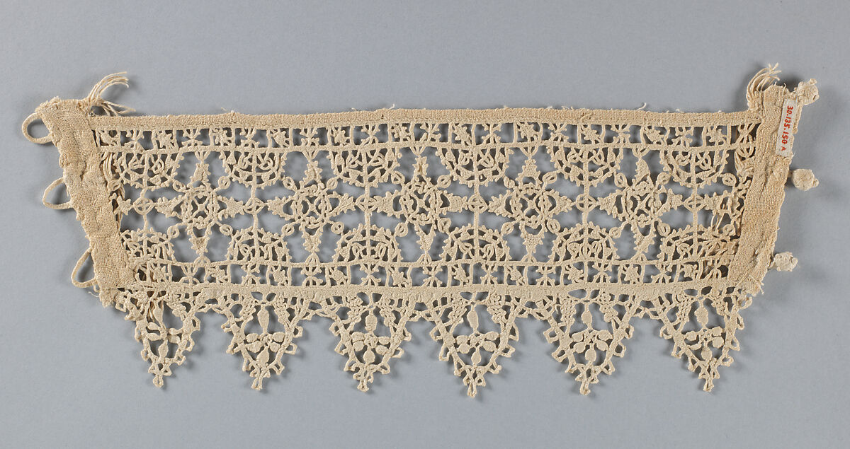 Cuff (one of a pair), Bobbin and needle lace, Italian