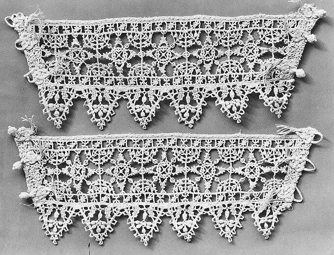 Cuff (one of a pair), Bobbin and needle lace, Italian
