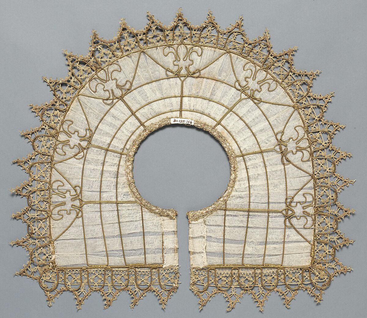 Rebato (collar), Metal-thread bobbin lace, wire, cotton, possibly French