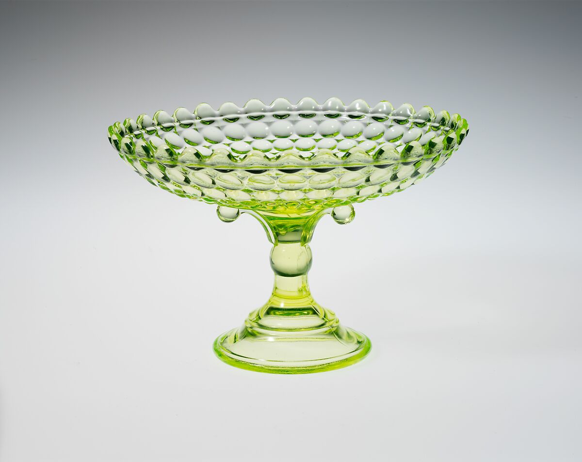 Compote, Adams and Company, Pressed yellow glass, American 