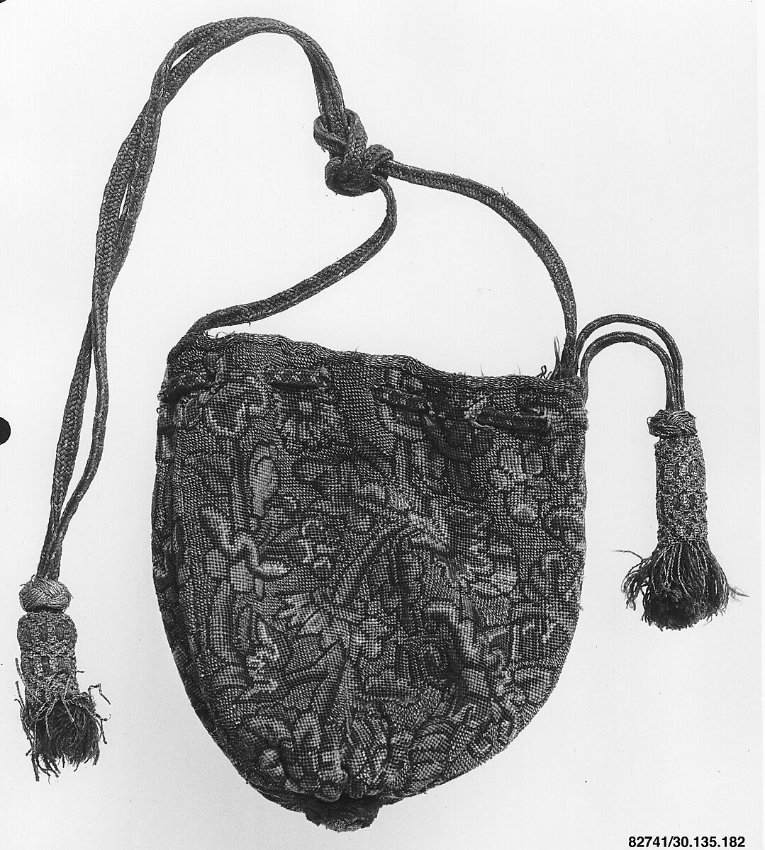 Bag, Wool and metal thread, French or British