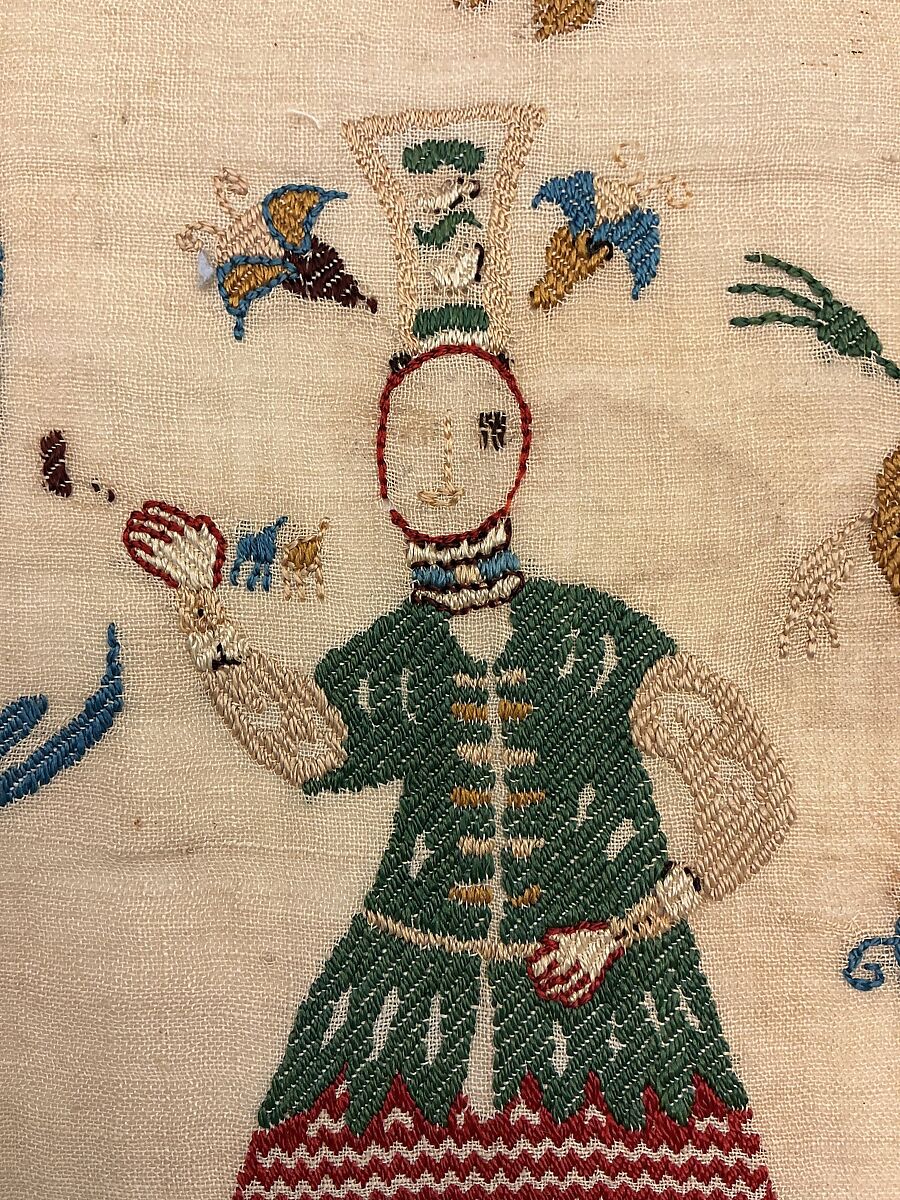 Part of a border, Silk on cotton, Greek Islands, Skyros