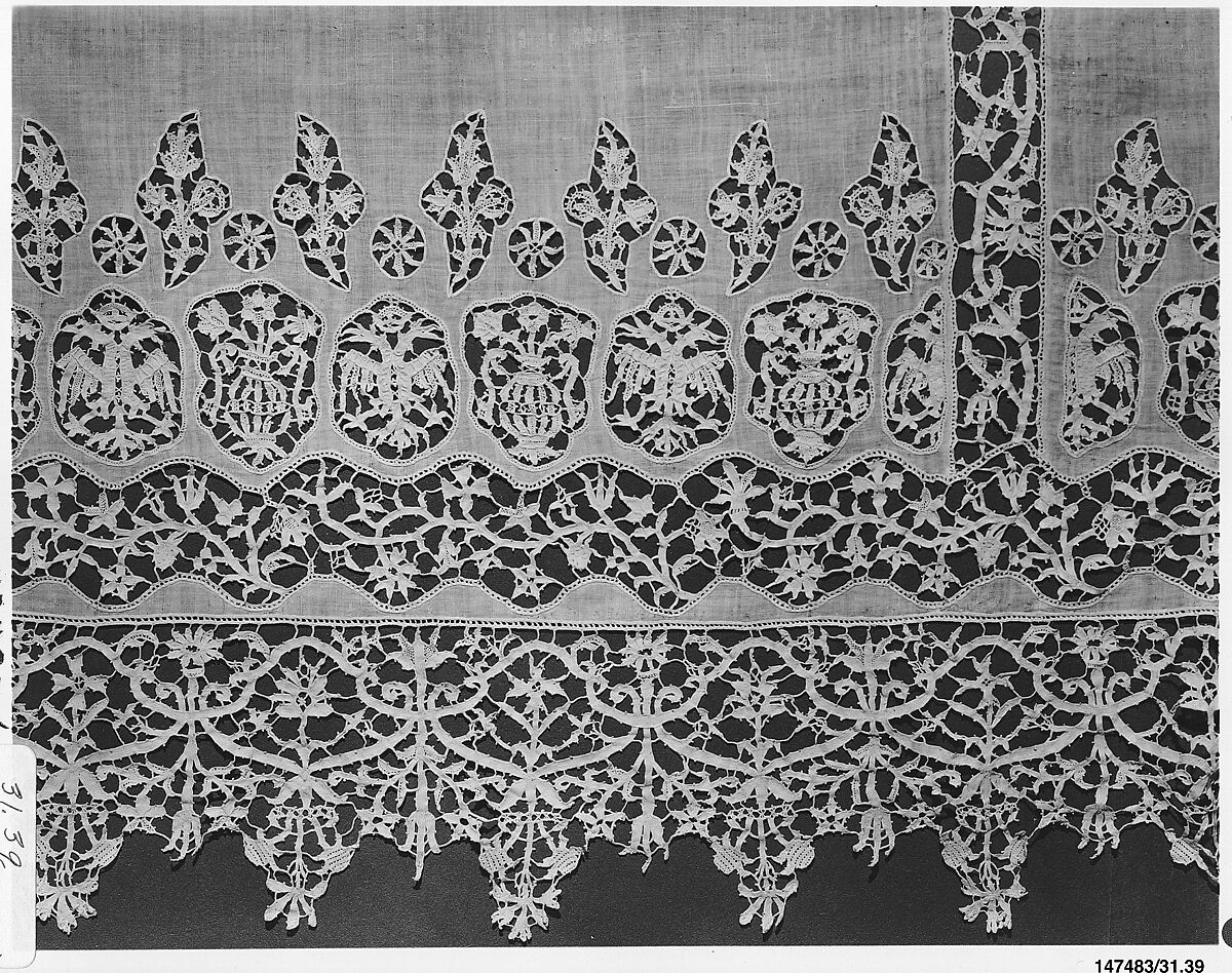 Alb, Needle lace, punto in aria, linen, Italian