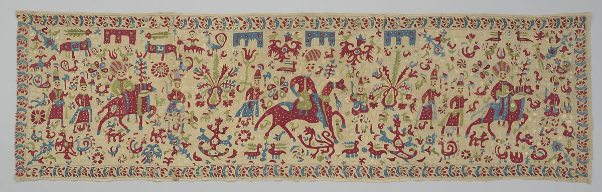 Part of a valance, Silk on cotton, Greek, Ionian Islands or Epirus 