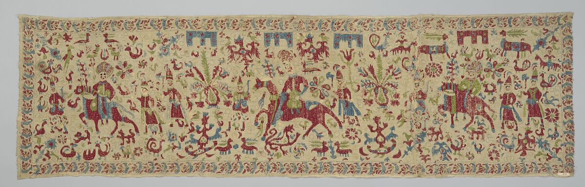 Part of a valance, Silk on cotton, Greek, Ionian Islands or Epirus