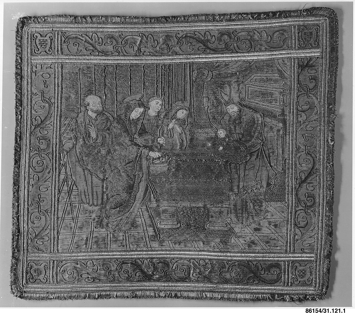 The Presentation in the Temple, Silk and metal-wrapped thread on linen, Italian 