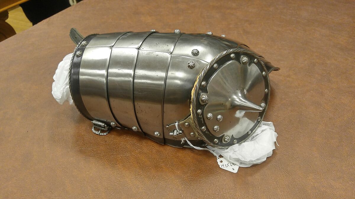 Armor, Steel, leather, German, Landshut; greaves and sabatons, German, Augsburg (?)