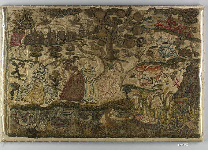 Panel, Silk and metal thread on silk, British 