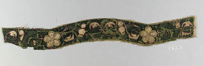 Border, Metal thread on silk velvet, possibly Italian