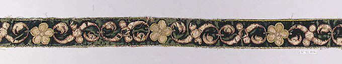 Border, Metal thread on silk velvet, possibly Italian 