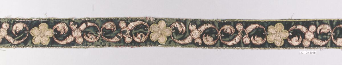 Border, Metal thread on silk velvet, possibly Italian